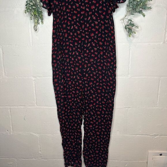 The nines by Hatch | women black jumpsuit with red floral - Picture 11 of 13
